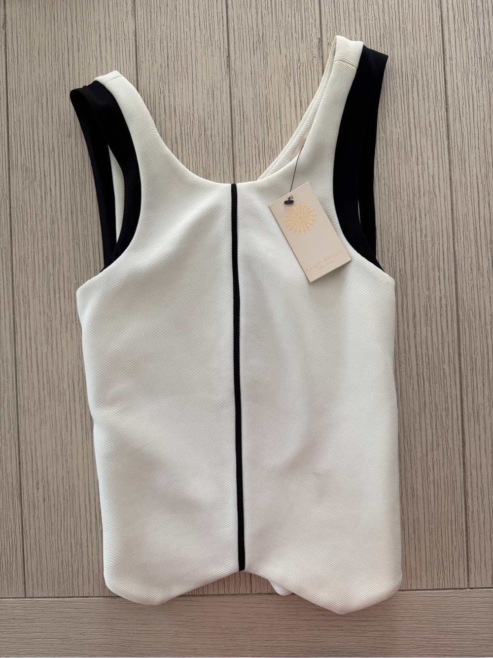 Ramy Brook White Tank with Black Piping